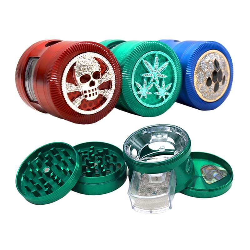 Crushers Skull Jeweled See Through 4 Part Grinder (GR143) | 63mm | Assorted Colors product image